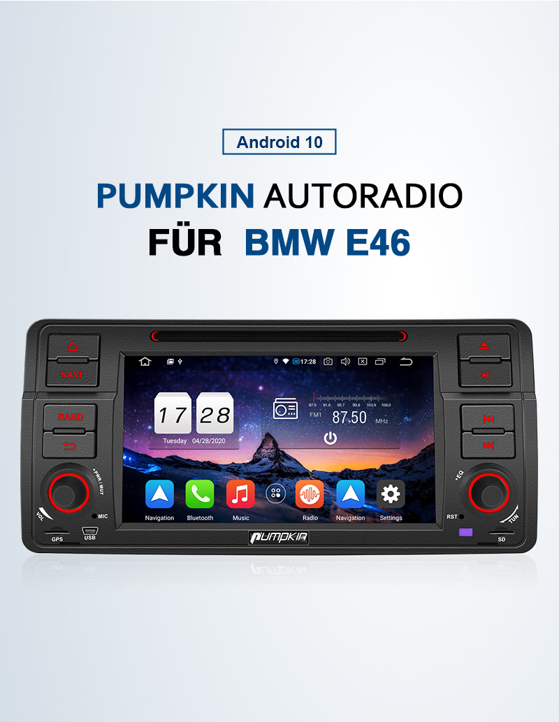 Pumpkin Android 10.0 Autoradio 1 DIN GPS Navi DVD CD DAB+